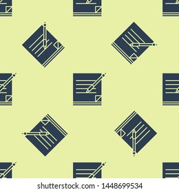 Blue Blank notebook and pen icon isolated seamless pattern on white background. Paper and pen.  Vector Illustration