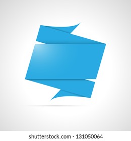 Blue blank origami style template with shadow / blank origami style template