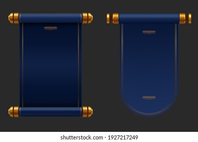 Blue Blank Paper Scroll Set Idea for Presentation Business Web Design Element