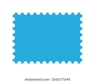 Blue blank postage stamp template isolated vector illustration