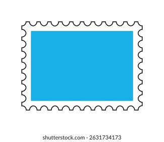 Blue blank postage stamp template isolated vector illustration