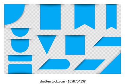 Blue blank price tags, labels or badges. Ribbon banners for adwertising. Vector banners . Vector illustration