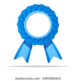 Blue blank rosette award ribbon vector isolated illustration