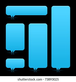 Blue blank speech bubble dialog with color reflection on black background