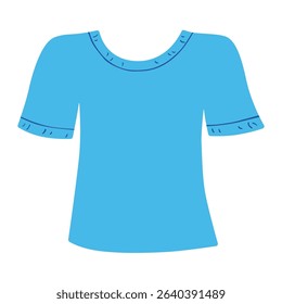 Blue blank t-shirt flat design isolated vector illustration