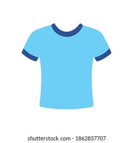 Blue blank t-shirt isolated icon flat vector