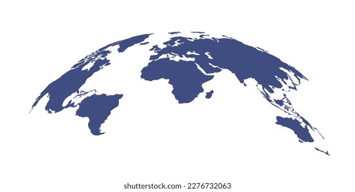 Blue blank vector map of the world isolated on white background. Flat Earth, Globe worldmap icon.