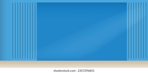 blaue leere Wand mit Sonnenlicht, Vektorhintergrund für Poster-Vorlage