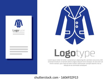 Blue Blazer or jacket icon isolated on white background. Logo design template element. Vector Illustration
