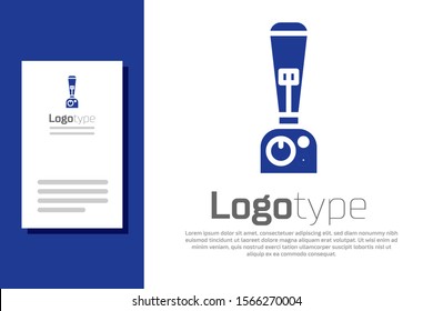 Blue Blender icon isolated on white background. Kitchen electric stationary blender with bowl. Cooking smoothies, cocktail or juice. Logo design template element. Vector Illustration