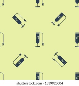 Blue Blender icon isolated seamless pattern on yellow background. Kitchen electric stationary blender. Cooking smoothies, cocktail or juice.  Vector Illustration
