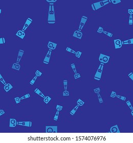 Blue Blender icon isolated seamless pattern on blue background. Kitchen electric stationary blender with bowl. Cooking smoothies, cocktail or juice.  Vector Illustration