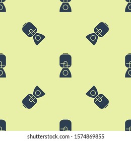 Blue Blender icon isolated seamless pattern on yellow background. Kitchen electric stationary blender with bowl. Cooking smoothies, cocktail or juice.  Vector Illustration