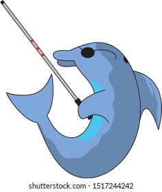 BLUE BLIND DOLPHIN WITH GLASSES