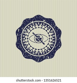 Blue blind icon inside rubber stamp with grunge texture