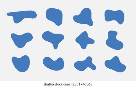 Blob azul. Forma irregular líquida. Caída de agua asimetría. Ilustración del vector