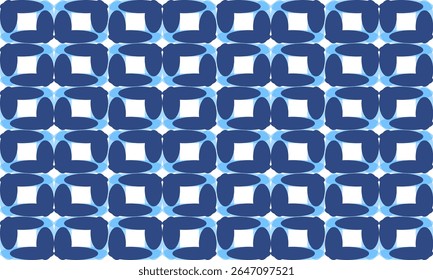 Fundo de bloco azul, dois tons de azul no fundo com padrão de bola de ponto oval, repetir xadrez bloco quadrado tabuleiro, padrão repleto, design de padrão infinito para impressão de tecido