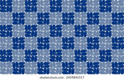 Blue block brick cross block square rectangle, checkerboard metric of blue strip chess pattern design for fabric printing patter