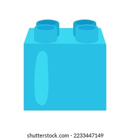 Blue block or puzzle piece vector illustration. Plastic brick for small constructions, geometric shape for kindergarten or school children. Childhood, entertainment, geometry concept for kids