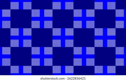 Bloque azul, cuadrados, rectángulo con la tira blanca repiten el estilo inconsútil de la cadena, diseño para la impresión de la tela o el Fondo de pantalla, rejilla