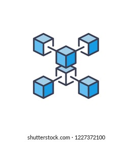 Blue BlockChain crypto icon. Vector cryptocurrency concept symbol