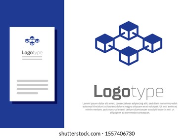 Blue Blockchain technology icon isolated on white background. Cryptocurrency data. Abstract geometric block chain network technology business. Logo design template element. Vector Illustration