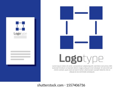 Blue Blockchain technology icon isolated on white background. Cryptocurrency data. Abstract geometric block chain network technology business. Logo design template element. Vector Illustration