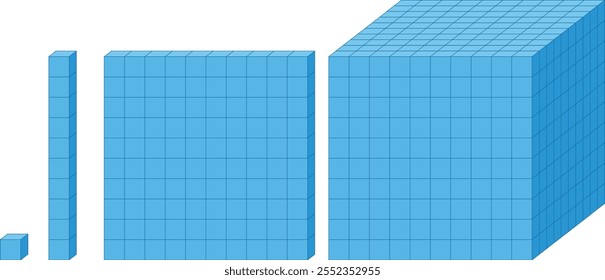 Blue blocks representing mathematical units and concepts