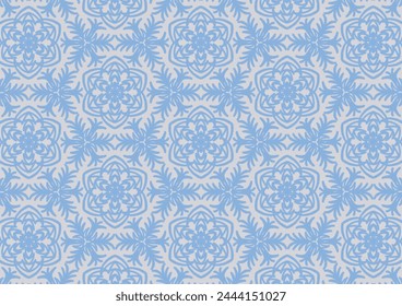 Blue Bloom Geometrics Background Mosaic Seamless Pattern