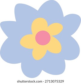 Flor azul con mezcla de petl redondeado suave, dando sentimiento dulce lindo para el trabajo de los niños, uso de decoración de moda, proyecto divertido brillante o estilo de Vector moderno.