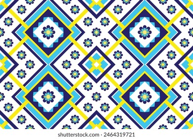 Patrón sin fisuras tribales de flor azul 