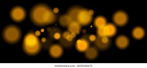 Blue blurred bokeh particles with varying size and opacity on black background. Abstract design element for festive or sci-fi scenes.