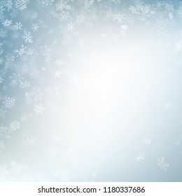 Blue blurred winter banner with snow flakes. EPS 10