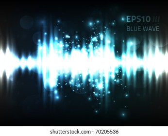 Blue blurry wave design, EPS10 vector