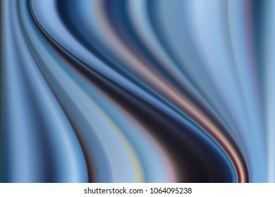 Blue blurry waves and curved lines background.