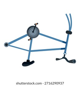 Bicicleta bmx azul de cabeça para baixo, com correntes, pedais e guidão, isolado no fundo branco