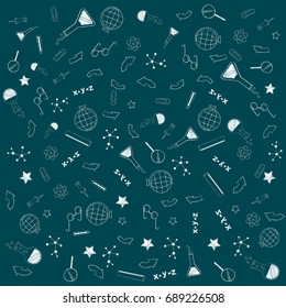 Blue Board with chalk drawings. Back to school background. Education concept. vector illustration