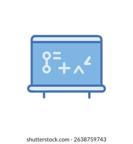 Blue board illustration showcasing mathematics and science equations