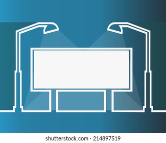 blue board with street lamp background