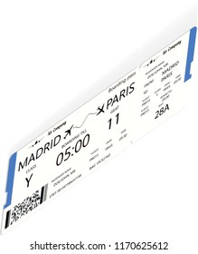 Blue boarding pass. Vector illustration. Travel concept