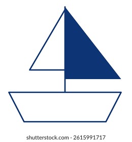 Blue boat icon. Sailboat icon silhouette.