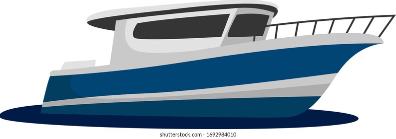 Blue boat, illustration, vector on white background