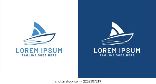 Blue boat Logo Design Template Vector  Branding Element, Creative yacht ship icon logo design 