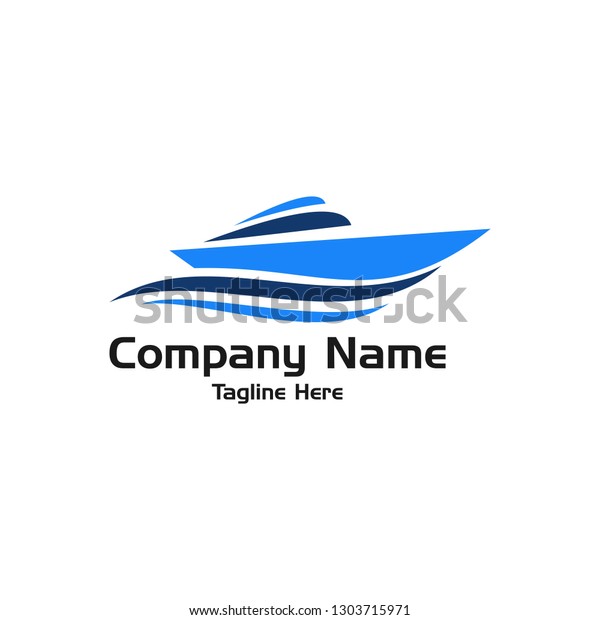 Blue Boat Logo Vector Stock Vector (Royalty Free) 1303715971