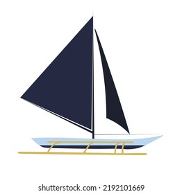 Blue boat sailboat. Traditional tourist boat. Sea transport. Philippines.