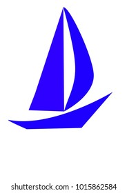 "Blue boat under sail"