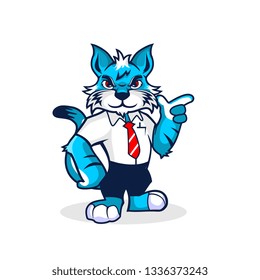 blue bob cat using office dress