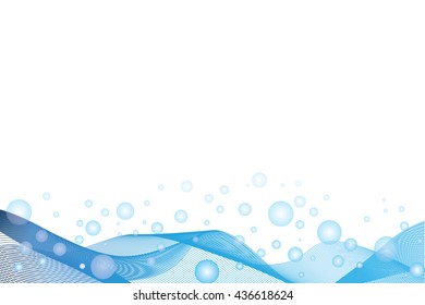 Blue Bobbles Water Line Abstract background