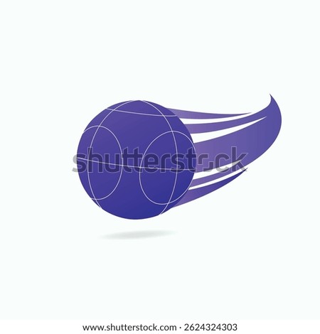 Blue bocce ball with curved motion trails, symbolizing speed, energy, and sports action on a white background.