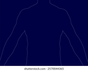 Blue body with a blue outline. The body is in a silhouette. The silhouette is of a person